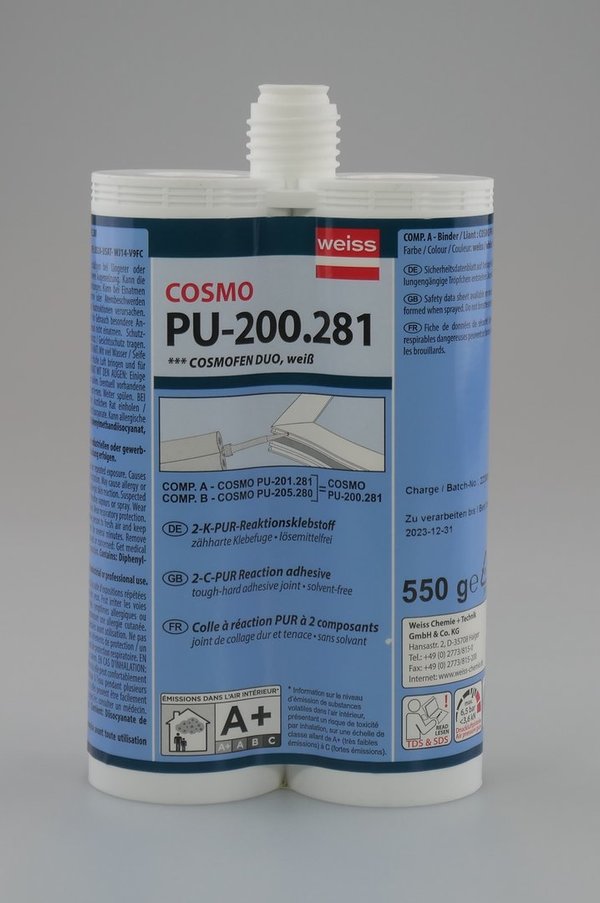 COSMO PU-200.281 COSMOFEN DUO weiß 2-K-PUR-Reaktionsklebstoff 550g inkl. Statikmischer